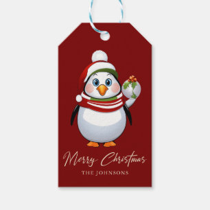 Étiquettes-cadeau Funny Pingouin Joyeux Noël Personnalisé