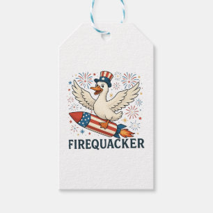 Étiquettes-cadeau Funny Rubber Duck USA Patriotic Firequacker 4e