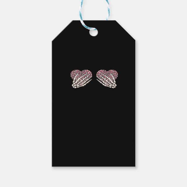 Étiquettes-cadeau Funny Valentines Jour Squelette Mains Coeurs Fille (Devant)