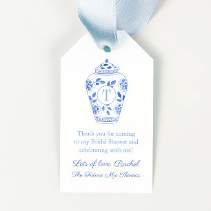 Étiquettes-cadeau Futur Bleu Élégant Mme Monogramme Réception de Mar