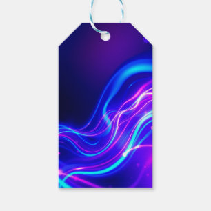 Étiquettes-cadeau Futuristic Neon Liquid Waves – Electric Energy Flo