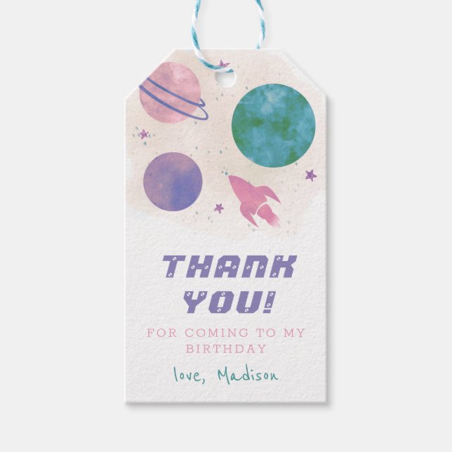 Étiquettes-cadeau Galaxie Espace extra-atmosphérique Planet Merci Gi (Devant)