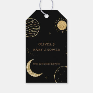 Étiquettes-cadeau Galaxie Lune Étoile Garçon Baby Shower en Noir et 