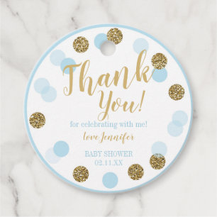 Étiquettes Cadeau Garçon Baby shower Merci Favoriser Tags Blue Gold