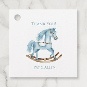 Étiquettes Cadeau Garçon Bleu Rocking Horse Baby Favoriser Tags mign