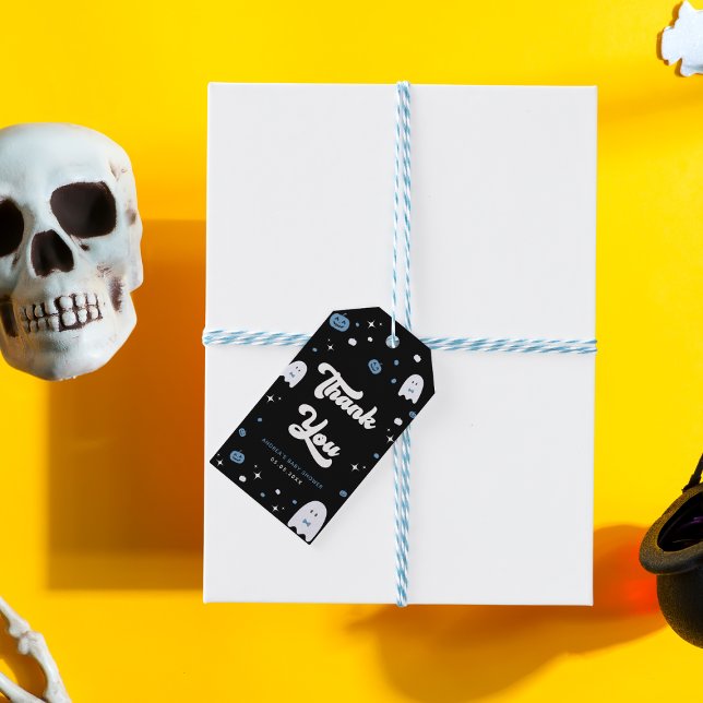 Étiquettes-cadeau Garçon de Halloween Groovy Little Boo avec une dou (Créateur téléchargé)
