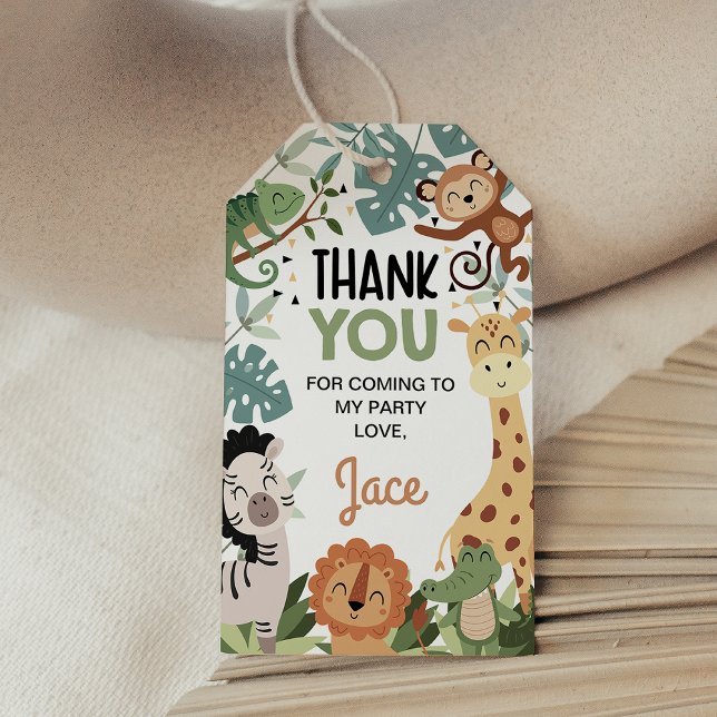 Étiquettes-cadeau Garçons Brown Green Born Two Be Wild 2e anniversai (Safari Birthday Favor Tag, Boys Wild Safari Birthday Party Tag, Safari Themed Birthday Gift Tag Boy)