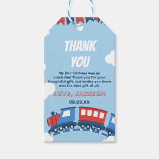 Étiquettes-cadeau Garçons Train Chugga Deux Drapeaux Bleu Rouge Blan
