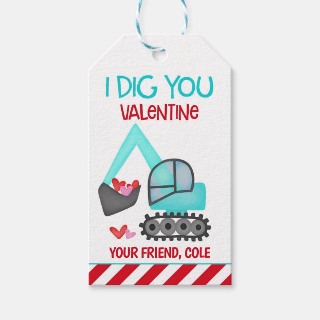 Étiquettes-cadeau Garçons Valentine Je T'Ai Dessiné Favoriser Balise (Devant)