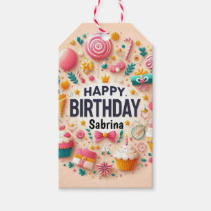 Étiquettes-cadeau Gâteau Cupcake Candyland Sucré & Sucette Joyeux An