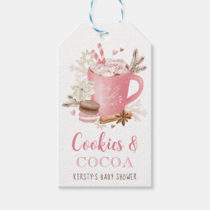 Étiquettes-cadeau Gâteau de Baby Shower Fille aux Cookies Rose et au