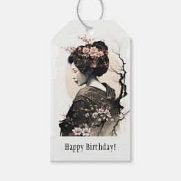 Étiquettes-cadeau Geisha japonaise