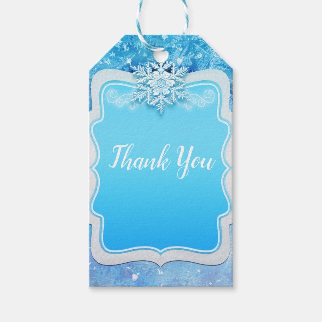 Étiquettes-cadeau Gelée hiver Wonderland Fête de flocon de neige Fav (Devant)