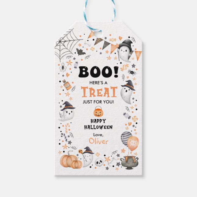 Étiquettes-cadeau Ghost Ghost Joyeux Halloween fête d'anniversaire T (Devant)
