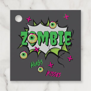 Étiquettes Cadeau Ghoulishly Fun Zombie Hugs and Kisses Pop Art