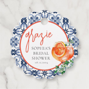 Étiquettes Cadeau Giclée à l'aquarelle Orange Spritz Grazie 