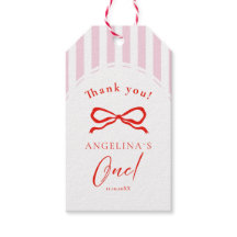  Gift Tags Baby's first birthday with soft pink.
