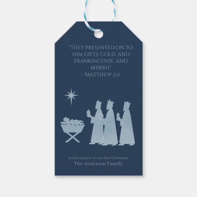 Étiquettes-cadeau Gifts of the Magi – Three Kings Nativity Scene (Devant)