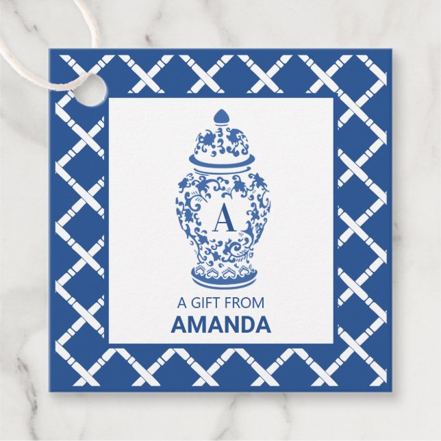 Étiquettes Cadeau GingerJar et Bamboo | Monogramme A | Favoriser les (Devant)