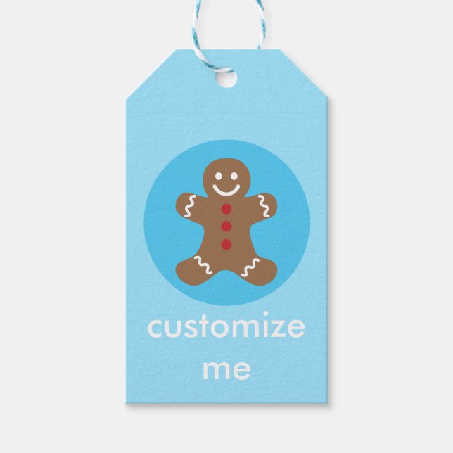 Étiquettes-cadeau Gingerpain mignon homme fête de Noël personnalisée (Devant)