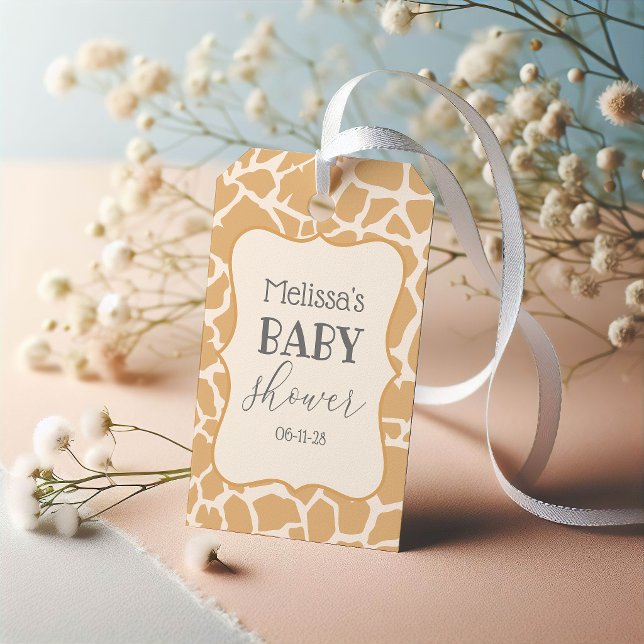 Étiquettes-cadeau Girafe Bébé Garçon Brun (Créateur téléchargé)