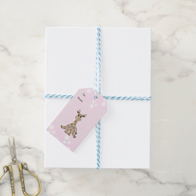 Étiquettes-cadeau Giraffe assise (Avec de laficelle)
