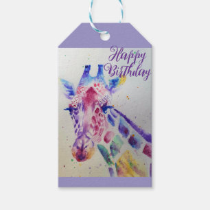 Étiquettes-cadeau Giraffe colorée animal Aquarelle Art Boys