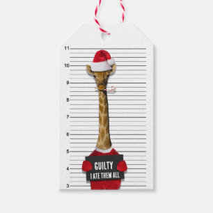 Étiquettes-cadeau Giraffe de culpabilité Mugshot Drôle Noël