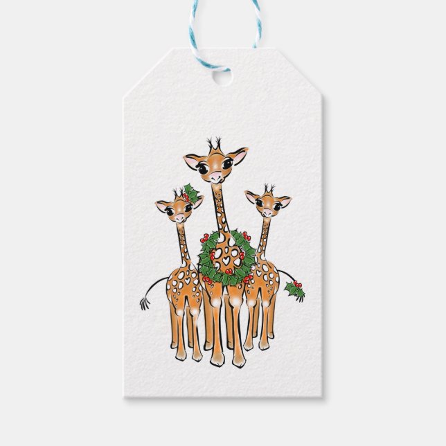 Étiquettes-cadeau Giraffe de vacances (Devant)
