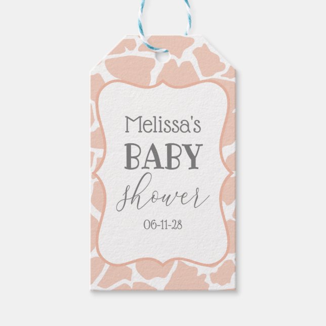 Étiquettes-cadeau Giraffe fille bébé rose (Devant)