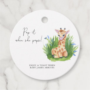 Étiquettes Cadeau Giraffe - Pop it quand elle pop baby shower