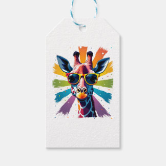 Étiquettes-cadeau Giraffe Vintage Sunglasses Funny African Animal Lo