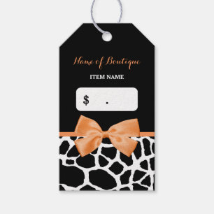 Étiquettes-cadeau Girl Orange Bow Giraffe Imprimer Boutique Hang Tag