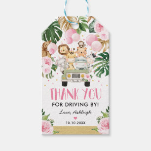 Étiquettes-cadeau Girl Safari Jungle Drive Par Baby shower Parade