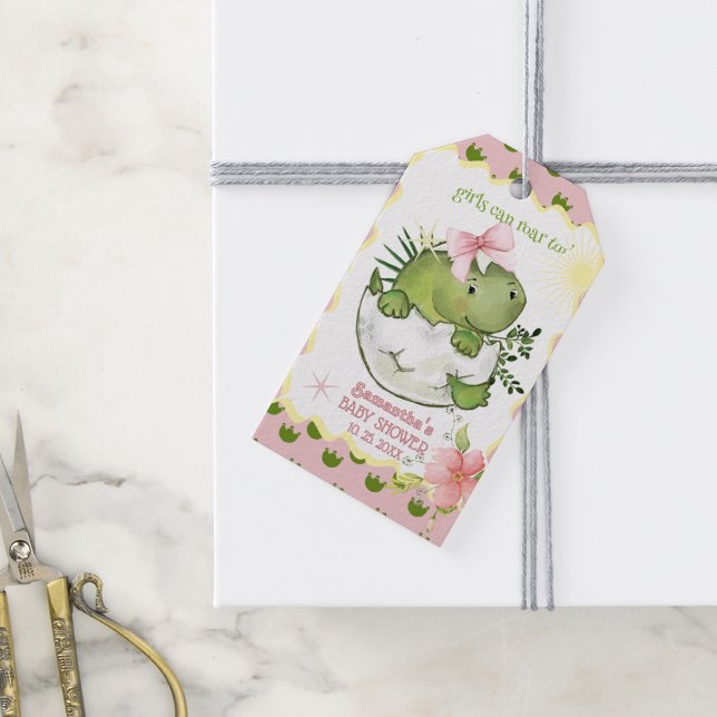 Étiquettes-cadeau Girls Can Roar Too Personalized  Baby Shower Favor (Girls Can Roar Too Personalized Baby Shower Favor Gift Tags)