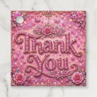 Étiquettes Cadeau Girly Élégant Pailleté Rose Pâle Merci