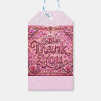 Étiquettes-cadeau Girly Élégant Pailleté Rose Pâle Merci