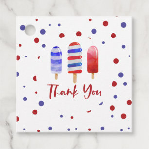 Étiquettes Cadeau Glace Pops Un Rouge Blanc Bleu Merci