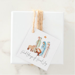 Étiquettes Cadeau Glad Tidings Of Great Joy Nativité Nom de la scène