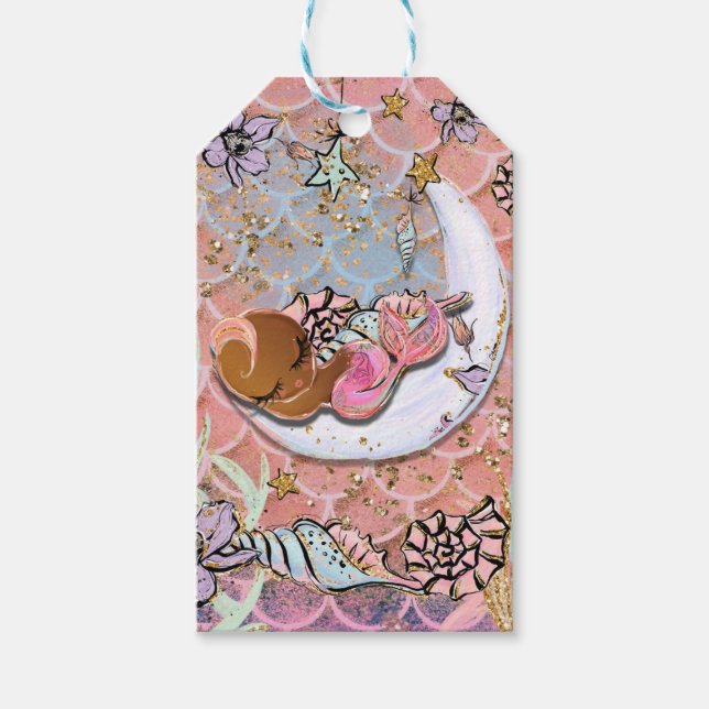 Étiquettes-cadeau Glam Ethnic Mermaid Baby shower fête d'anniversair (Devant)