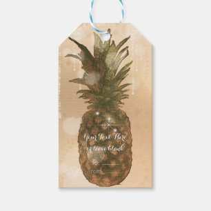 Étiquettes-cadeau Glam Golden Pineapple Élégant Tropical Party Favor