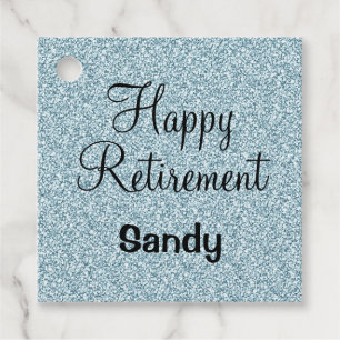 Étiquettes Cadeau Glam Happy Retirement Bleu Parties scintillant Arg