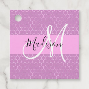 Étiquettes Cadeau Glam Lilac Metallic rose Honeycomb Nom