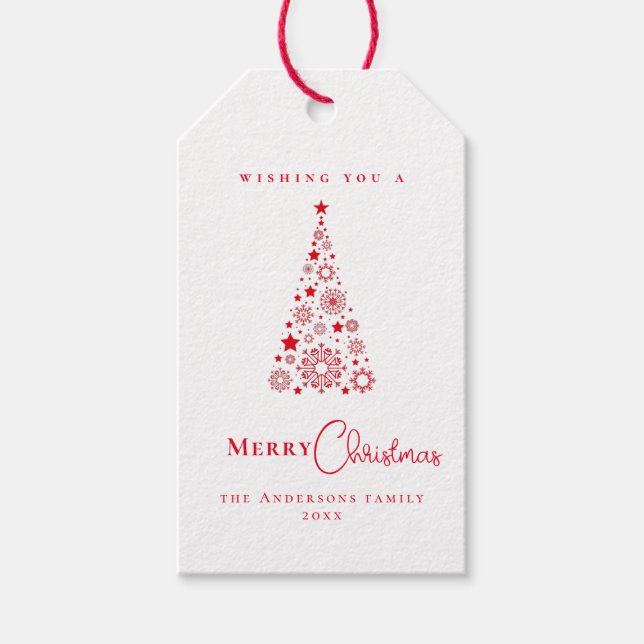 Étiquettes-cadeau Glam moderne Trendy Red Christmas tree (Devant)