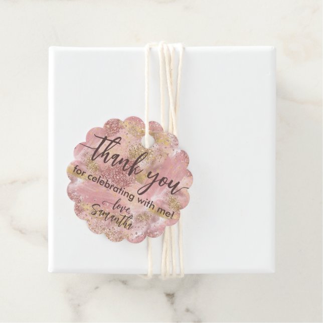 Étiquettes Cadeau Glam Parti Spa Faux Parties scintillant Merci Favo (En situation)