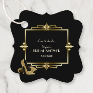 Étiquettes Cadeau Glam Royal Gold Black Art Déco Mariage des années