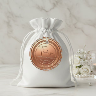 Étiquettes Cadeau Glamour Rose perles d'or Mariage Merci
