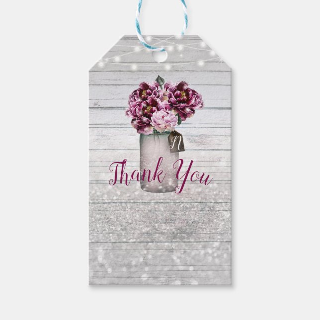 Étiquettes-cadeau Glamour rustique Bois & Fleurs de pot Mason Bourgo (Devant)