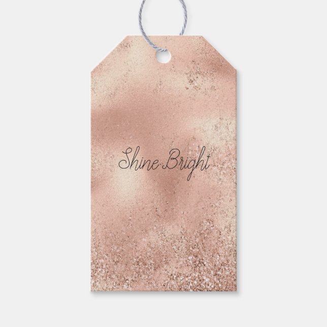 Étiquettes-cadeau Glitter Peach Rose (Devant)