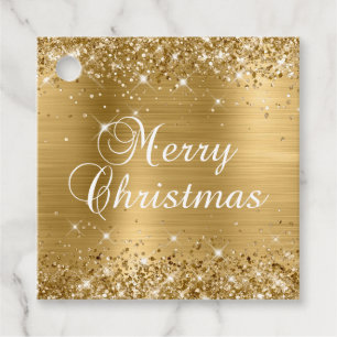 Étiquettes Cadeau Glittery Gold Foil Joyeux cadeau de Noël